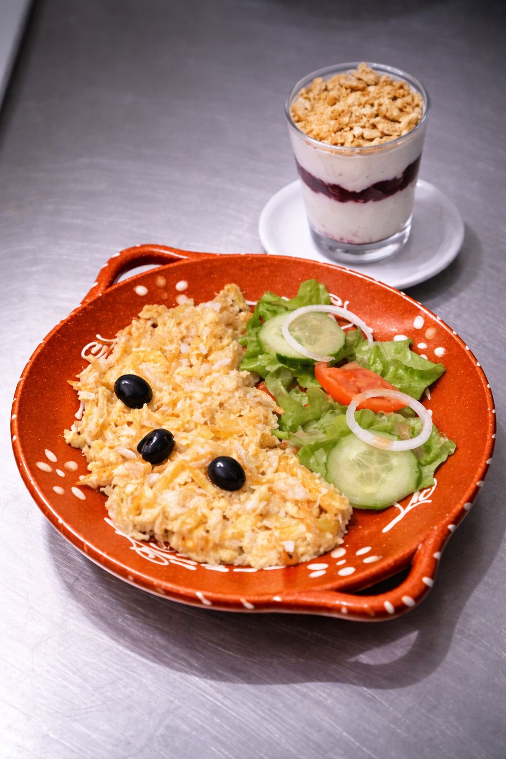 Bacalhau à Brás et dessert maison